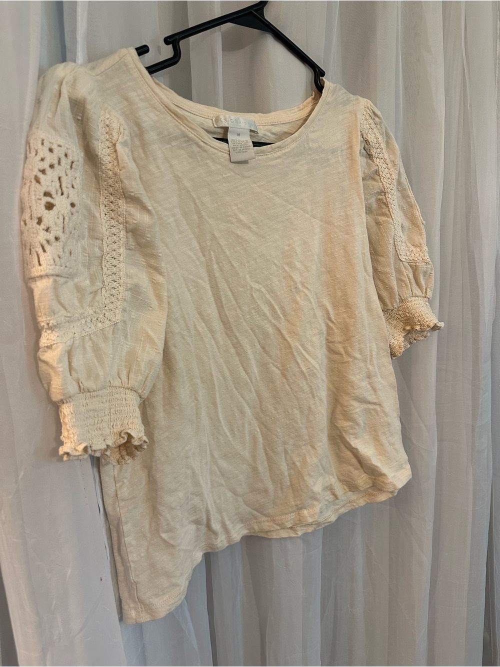 Design History Cream Crochet Sleeve Women’s Top